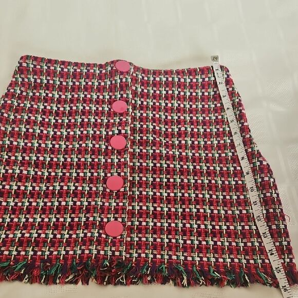 Zara Red and White Embellished Pencil Mini Skirt - Picture 9 of 16